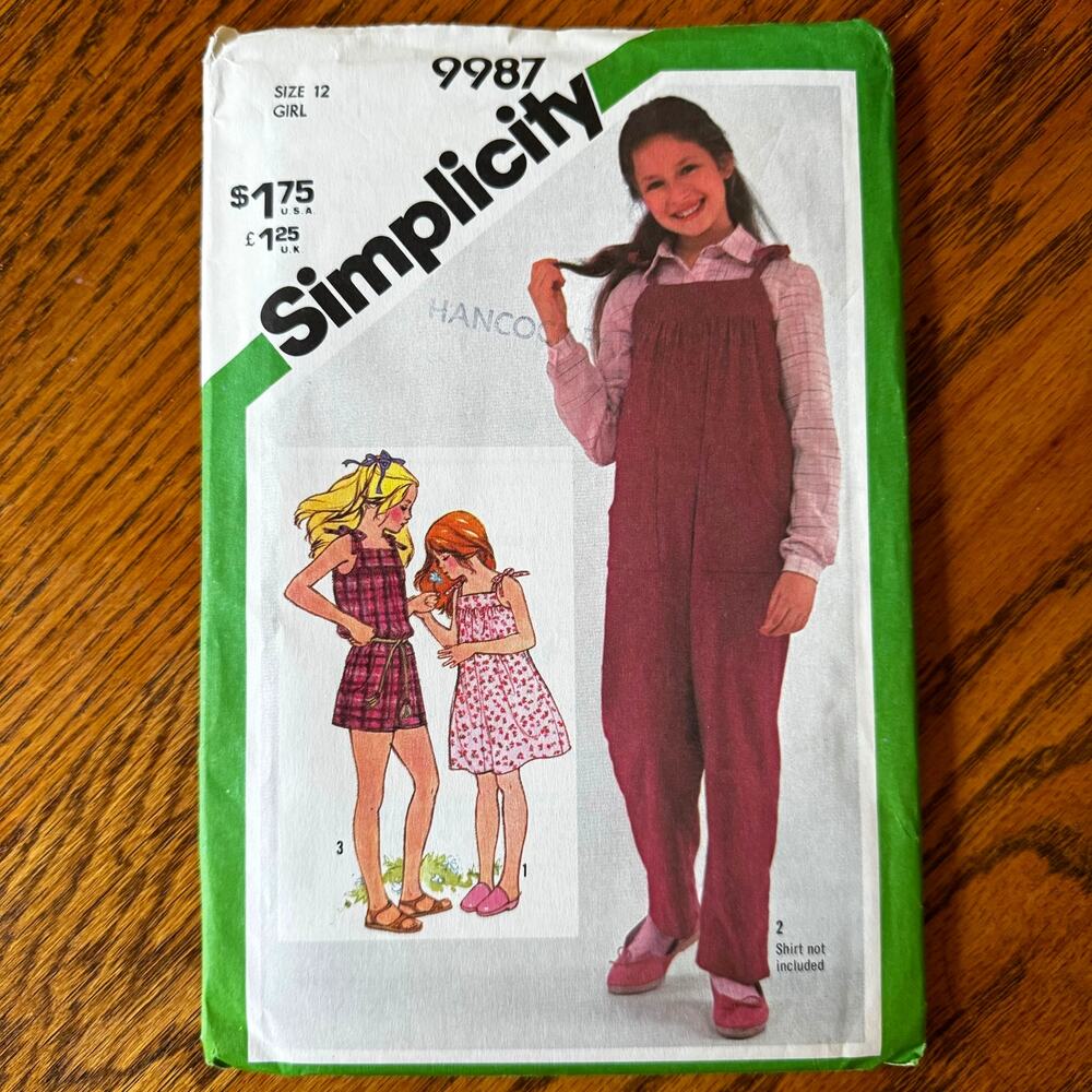UNCUT Vintage 1980s Simplicity 9987 Sewing Pattern Size XS Mini Dress & Jumpsuit